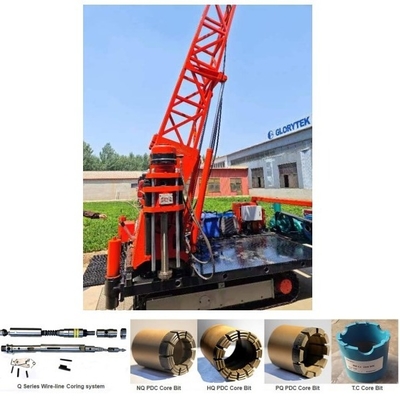Equipamento de perfuração de núcleo montado em plataforma pequena para reboque de esteiras para amostragem de formação mole e dura
