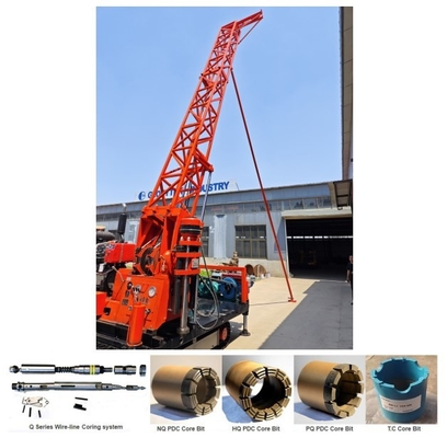 Equipamento de perfuração de núcleo montado em plataforma pequena para reboque de esteiras para amostragem de formação mole e dura