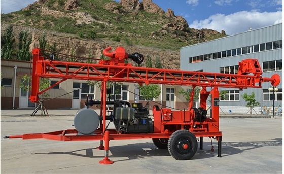 200 m de profundidade de poço de água de perfuração Rig trailer montado motor a diesel